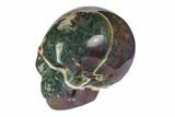 Realistic, Polished Moss Agate Skull #116551-1